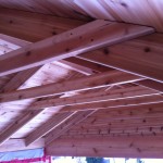 Exposed cedar roof framing
